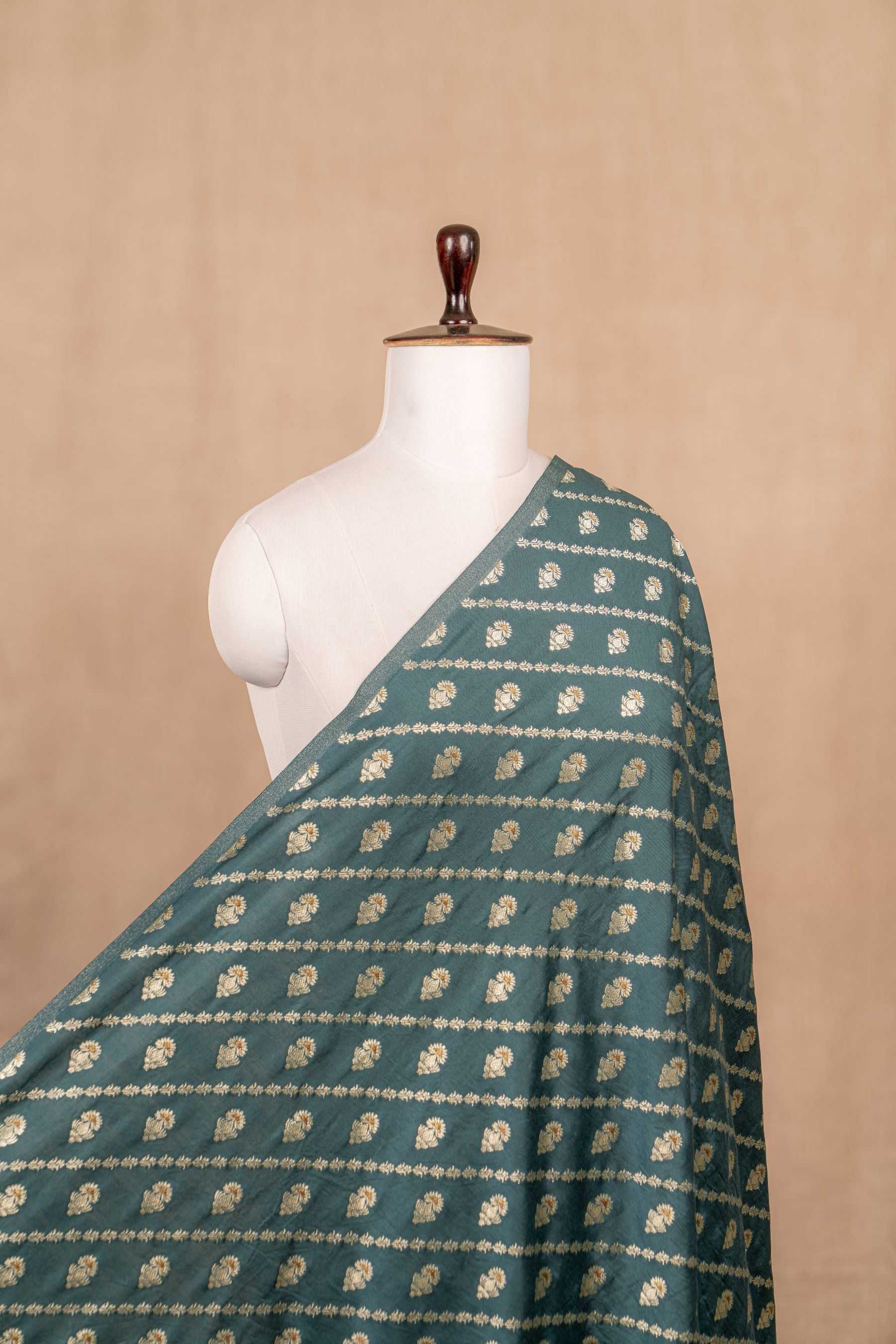 Blue Cutwork Buti Mulberry Silk Handwoven