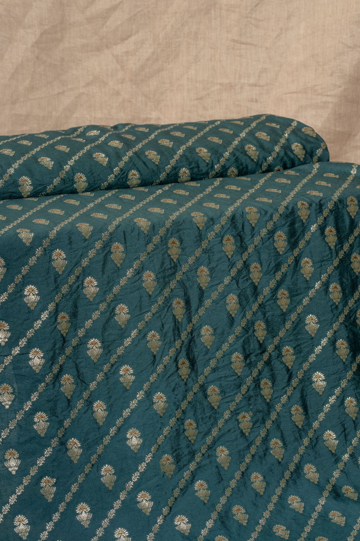 Blue Cutwork Buti Mulberry Silk Handwoven