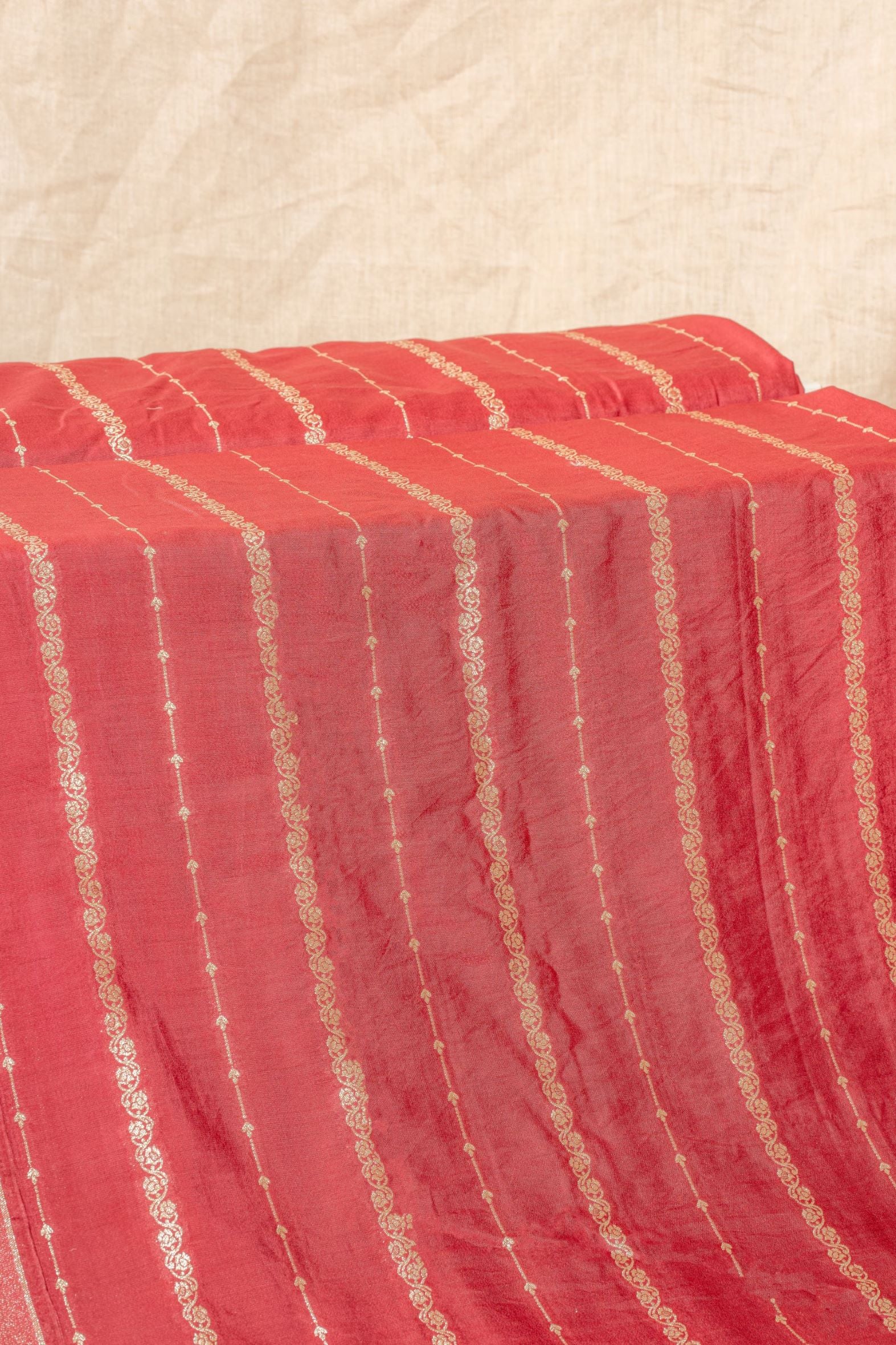 Maroon Cutwork Buti Mulberry Silk Handwoven