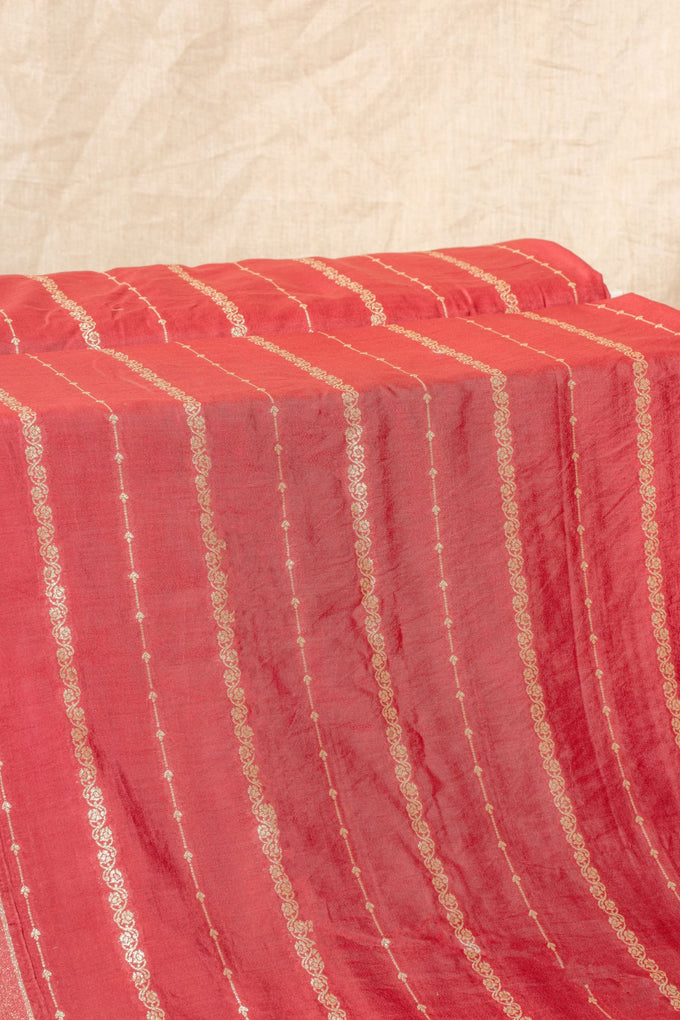 Maroon Cutwork Buti Mulberry Silk Handwoven