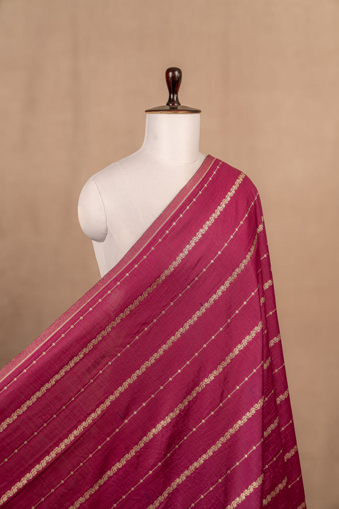 Magenta Cutwork Buti Mulberry Silk Handwoven