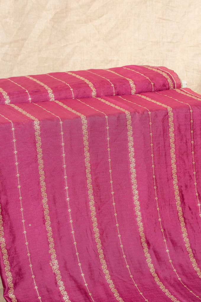 Magenta Cutwork Buti Mulberry Silk Handwoven