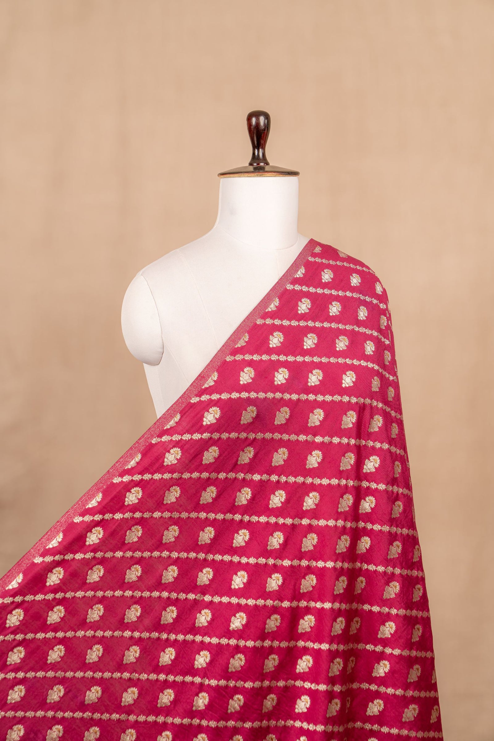 Magenta Cutwork Buti Mulberry Silk Handwoven