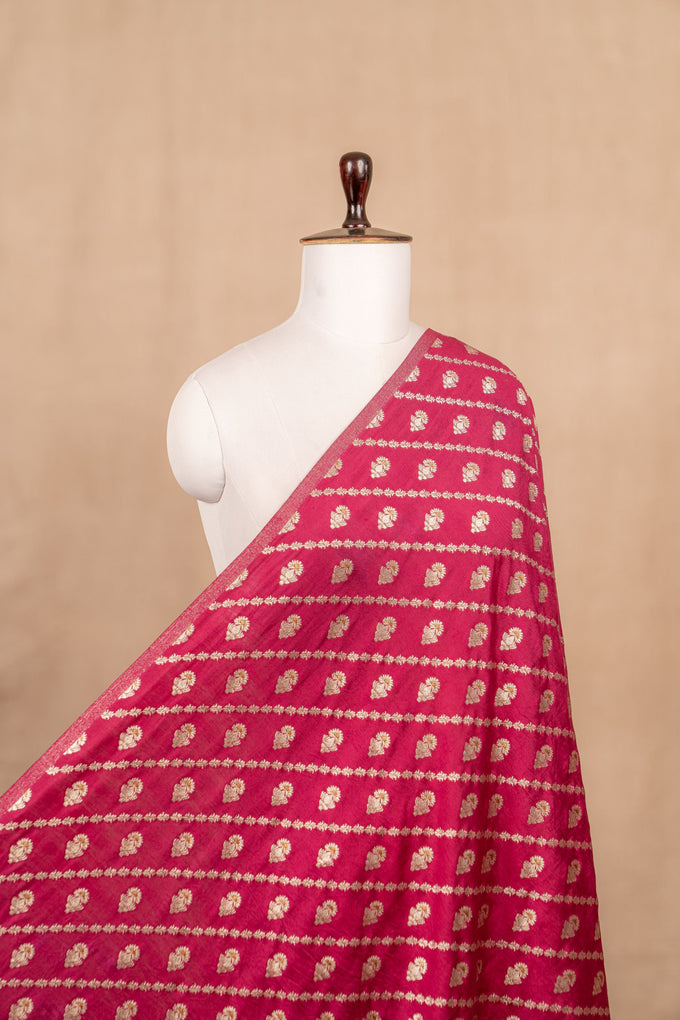 Magenta Cutwork Buti Mulberry Silk Handwoven