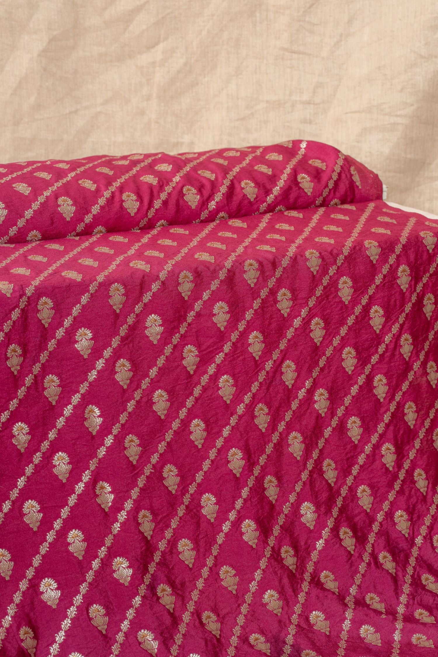 Magenta Cutwork Buti Mulberry Silk Handwoven