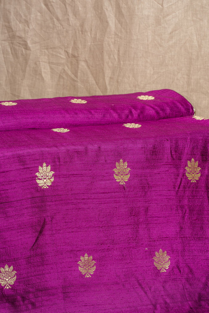 Violet Cutwork Buti Raw Silk Handwoven