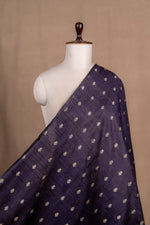 Navy Blue Cutwork Buti Raw Silk Handwoven