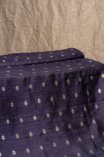 Navy Blue Cutwork Buti Raw Silk Handwoven