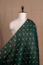 Bottle Green Cutwork Buti Raw Silk Handwoven