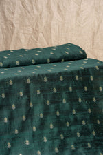 Bottle Green Cutwork Buti Raw Silk Handwoven