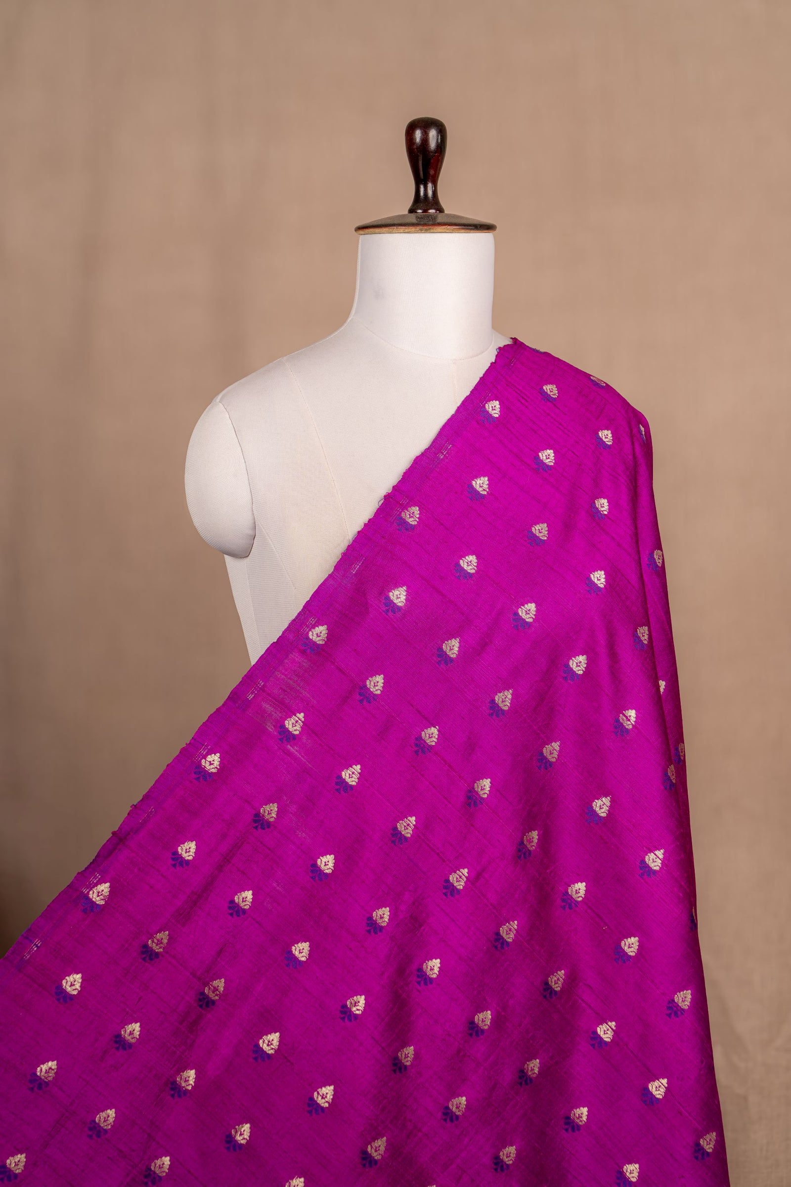 Magenta Cutwork Buti Raw Silk Handwoven
