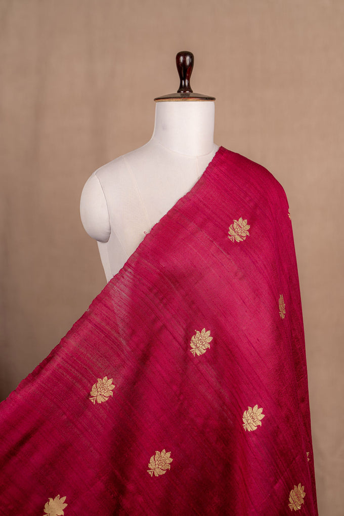 Wine Cutwork Buti Raw Silk Handwoven