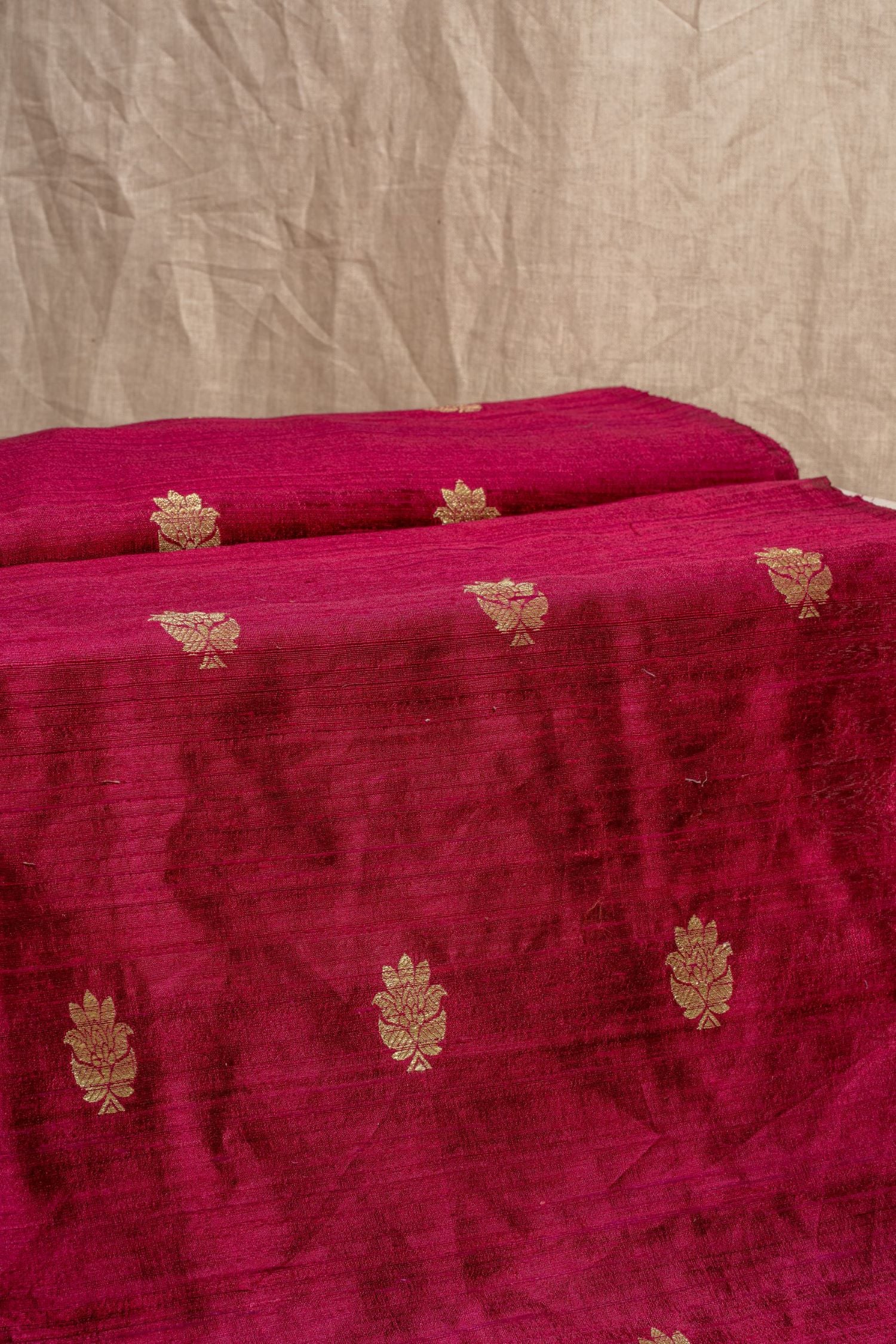 Wine Cutwork Buti Raw Silk Handwoven