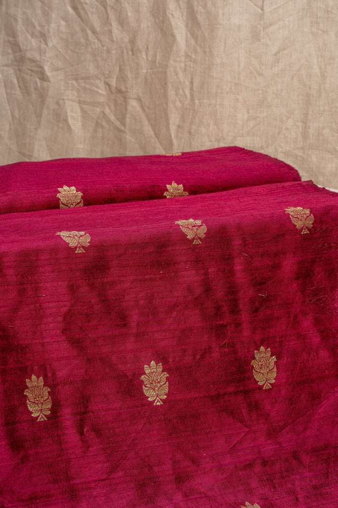 Wine Cutwork Buti Raw Silk Handwoven