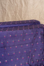 Navy Blue Cutwork Buti Raw Silk Handwoven