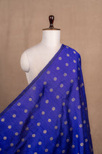 Royal Blue Cutwork Buti Raw Silk Handwoven