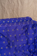 Royal Blue Cutwork Buti Raw Silk Handwoven