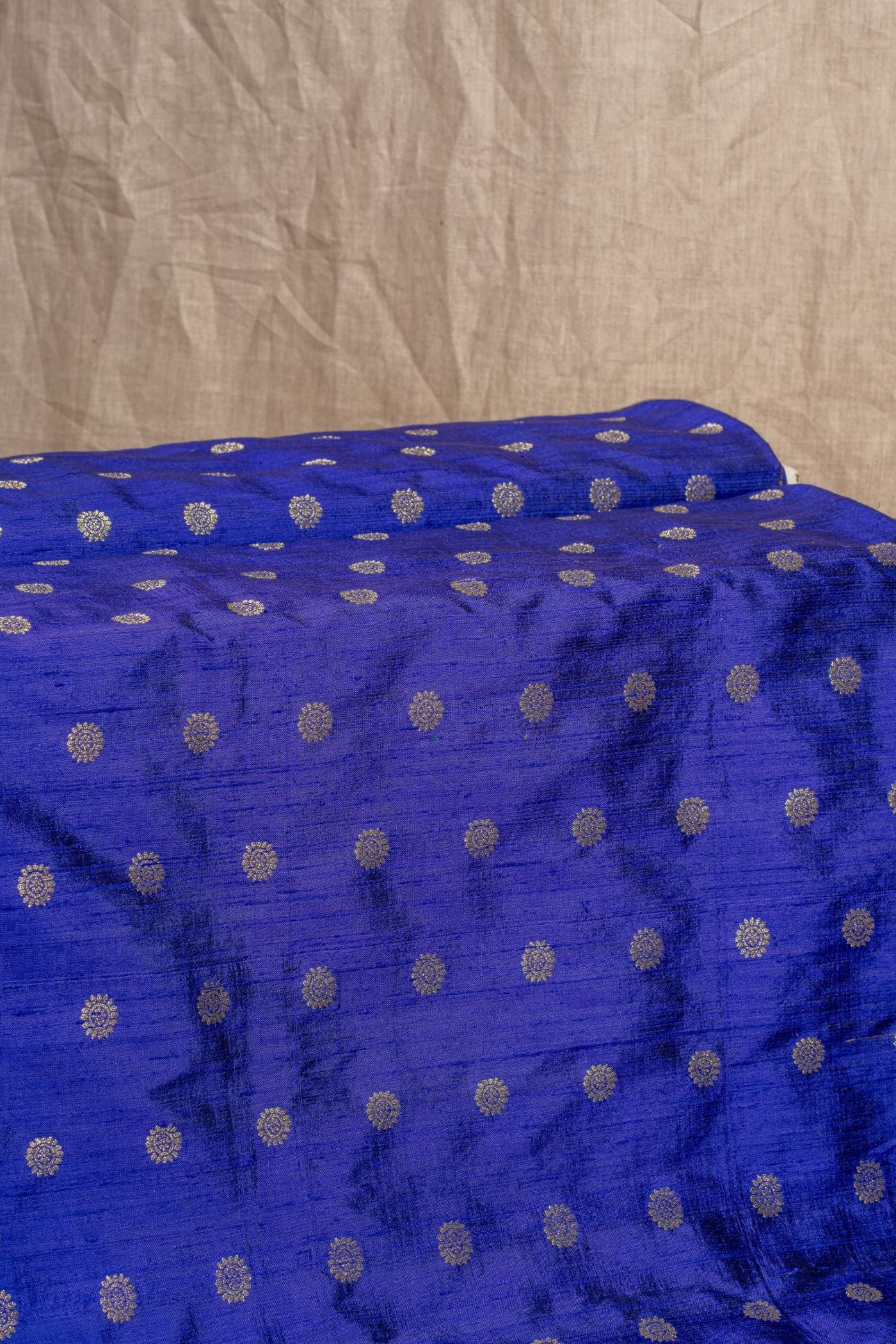 Royal Blue Cutwork Buti Raw Silk Handwoven
