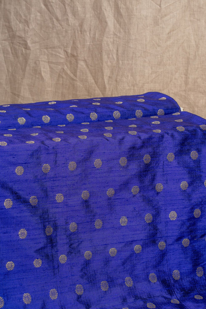 Royal Blue Cutwork Buti Raw Silk Handwoven