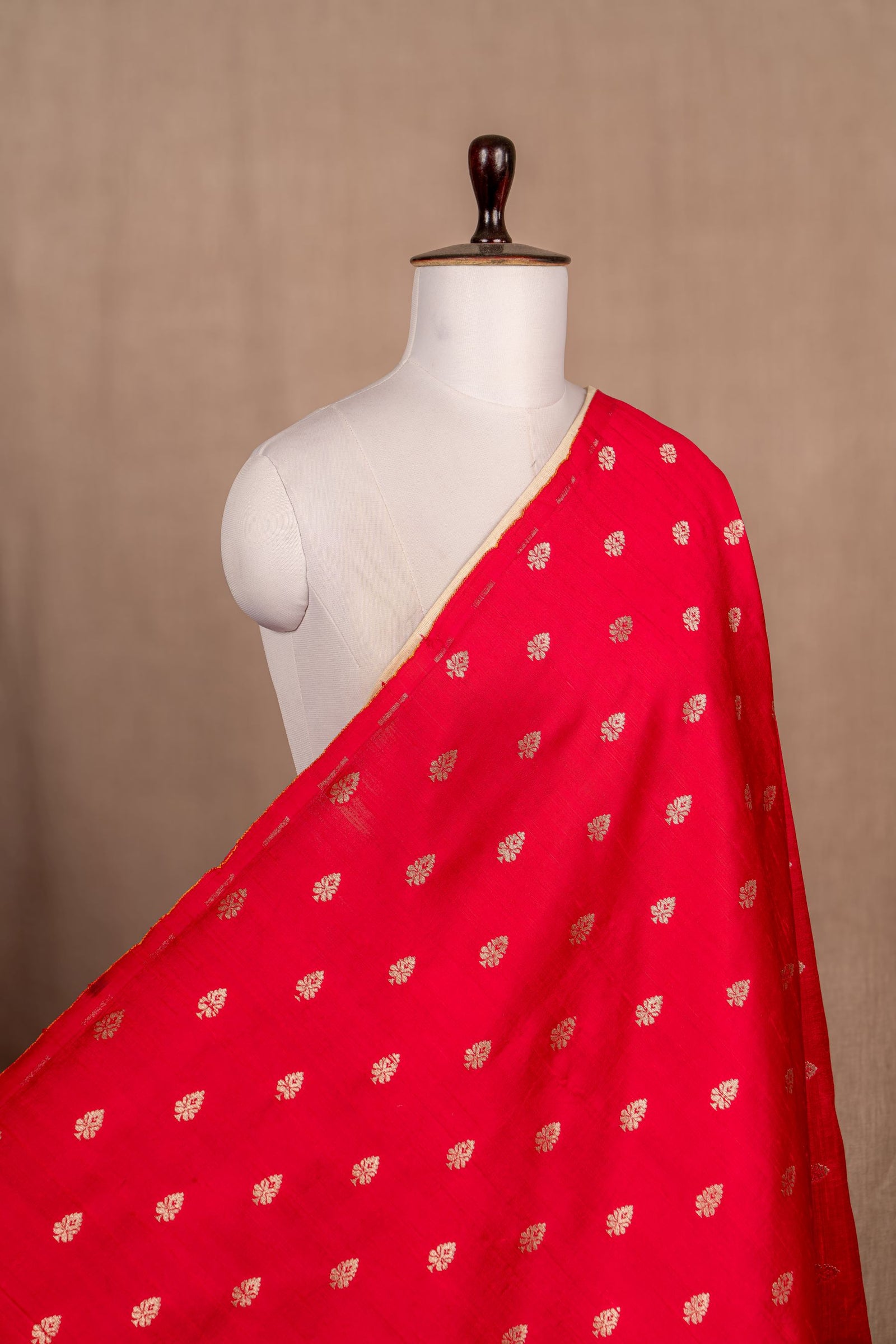 Dark Pink Cutwork Buti Raw Silk Handwoven