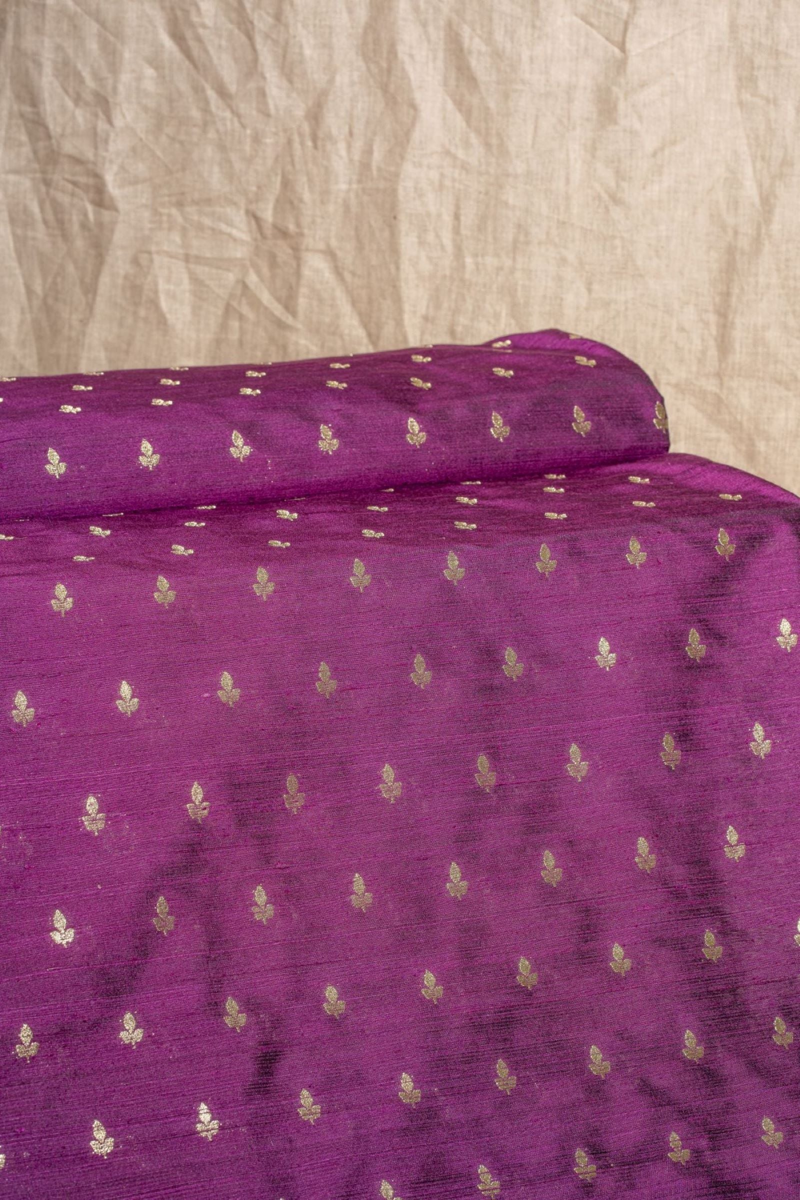 Violet Cutwork Buti Raw Silk Handwoven