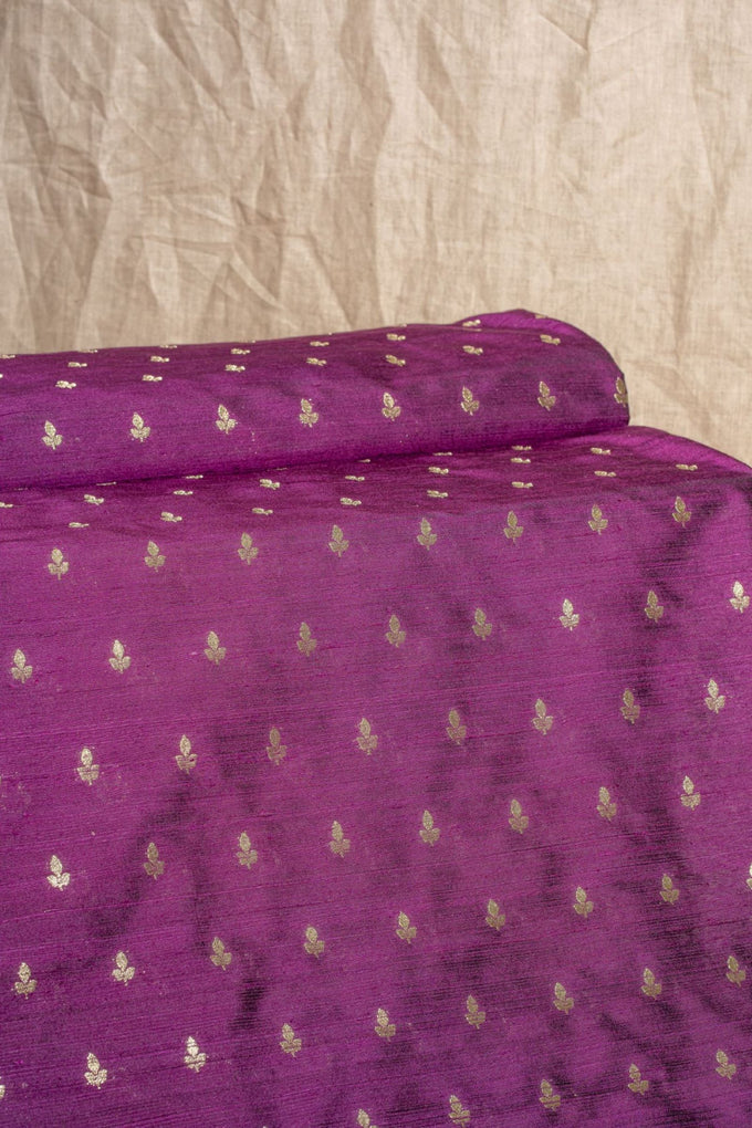 Violet Cutwork Buti Raw Silk Handwoven