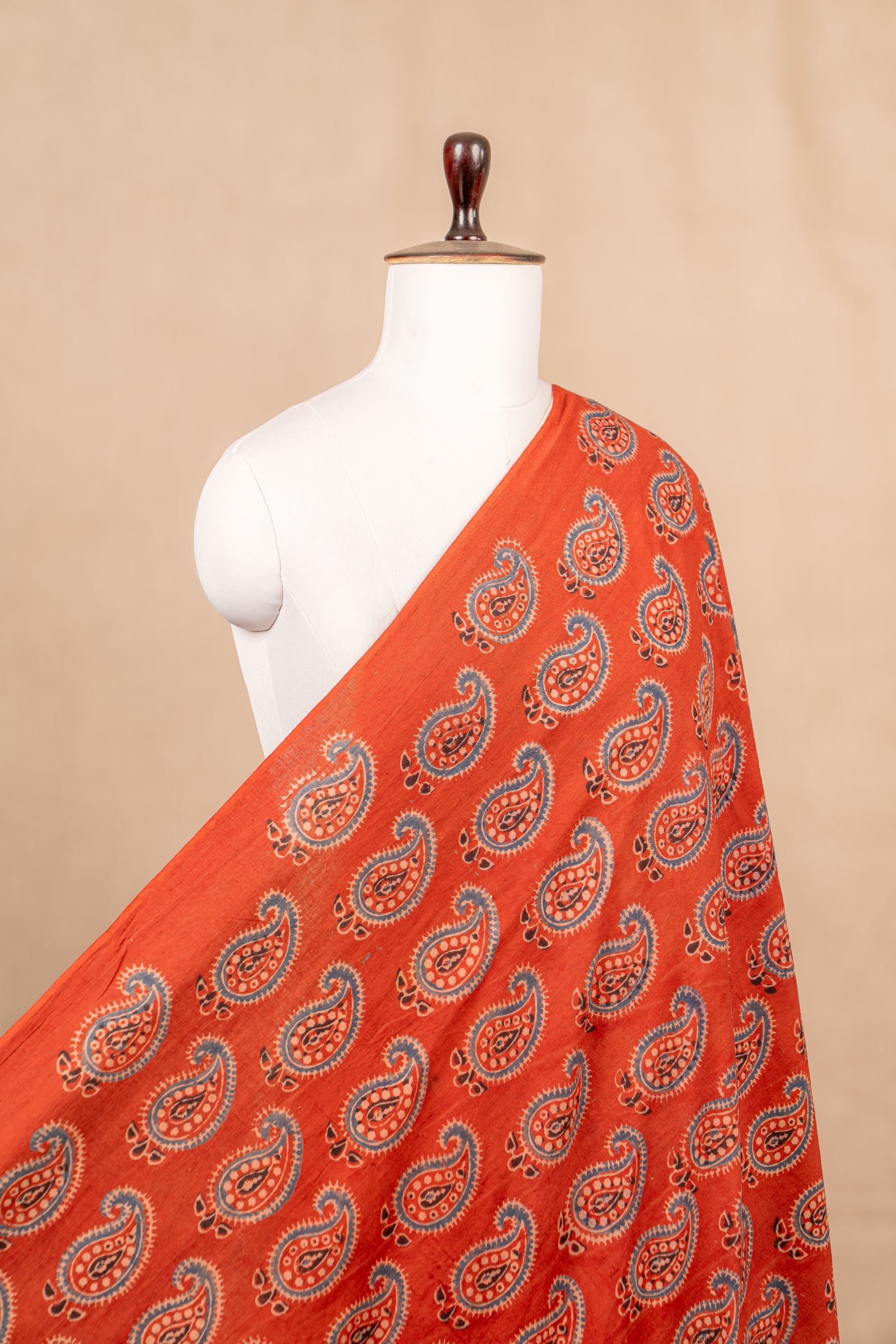 Brick Ajrakh Cotton Block Print