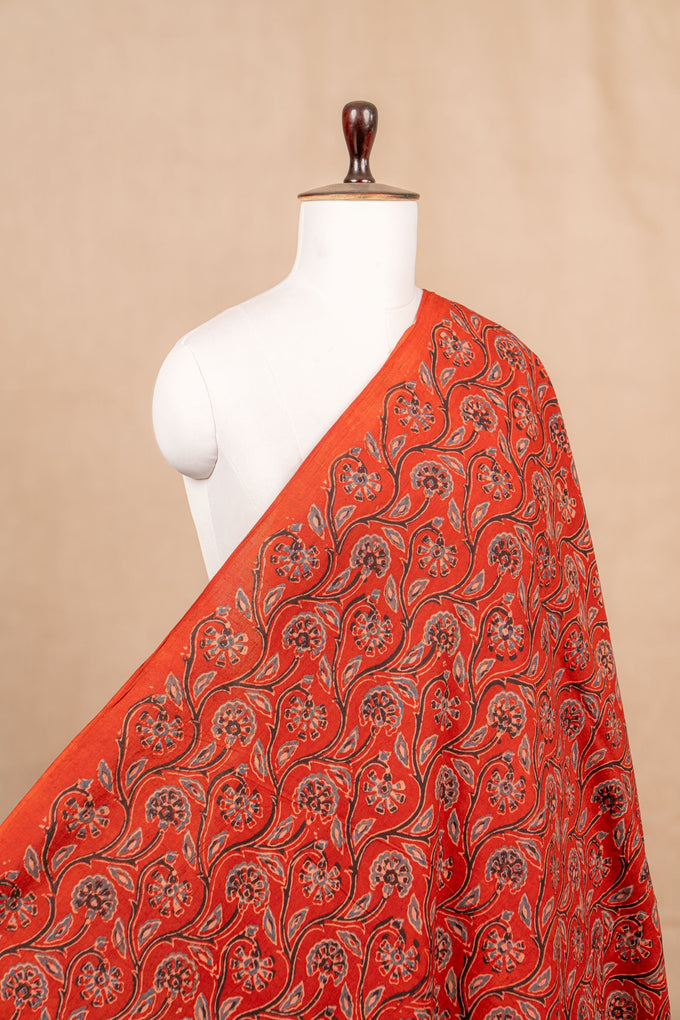 Brick Ajrakh Cotton Block Print