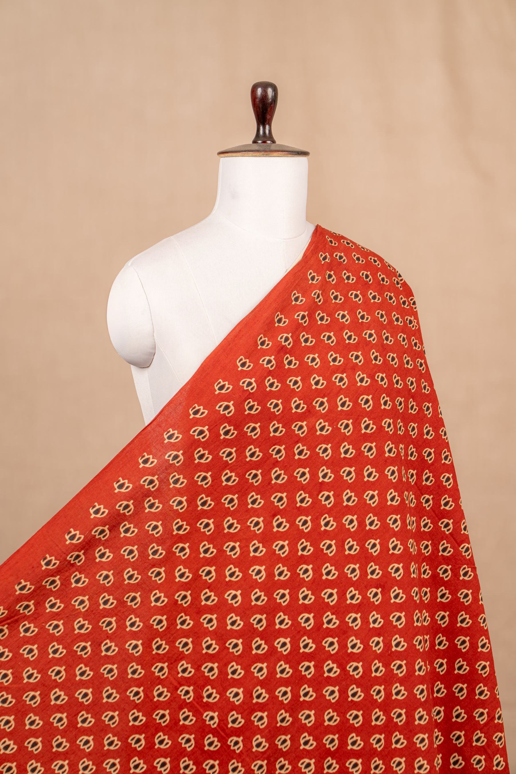 Brick Ajrakh Cotton Block Print
