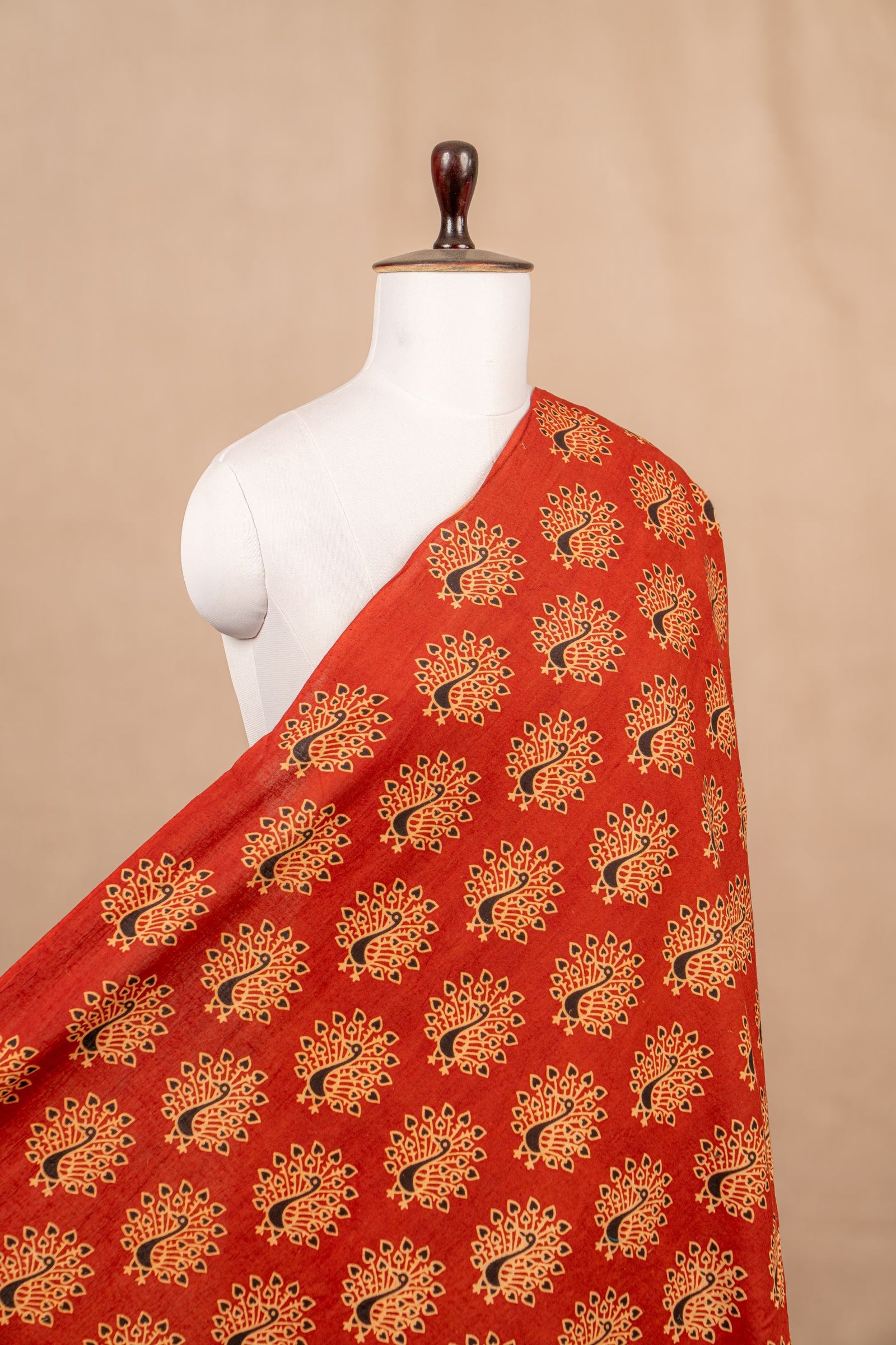 Brick Ajrakh Cotton Block Print