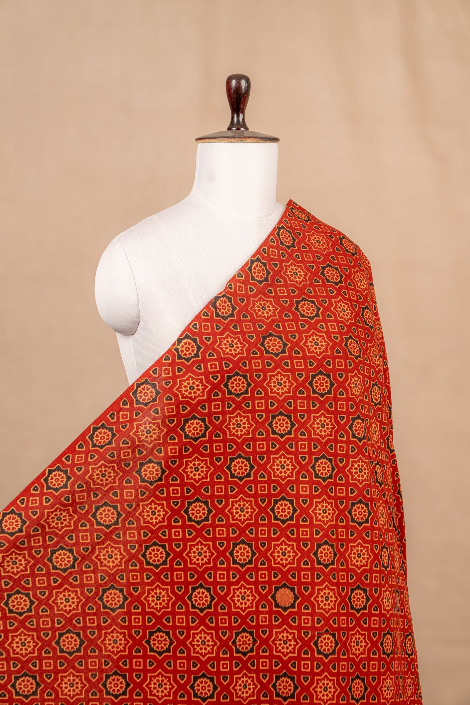 Brick Ajrakh Cotton Block Print