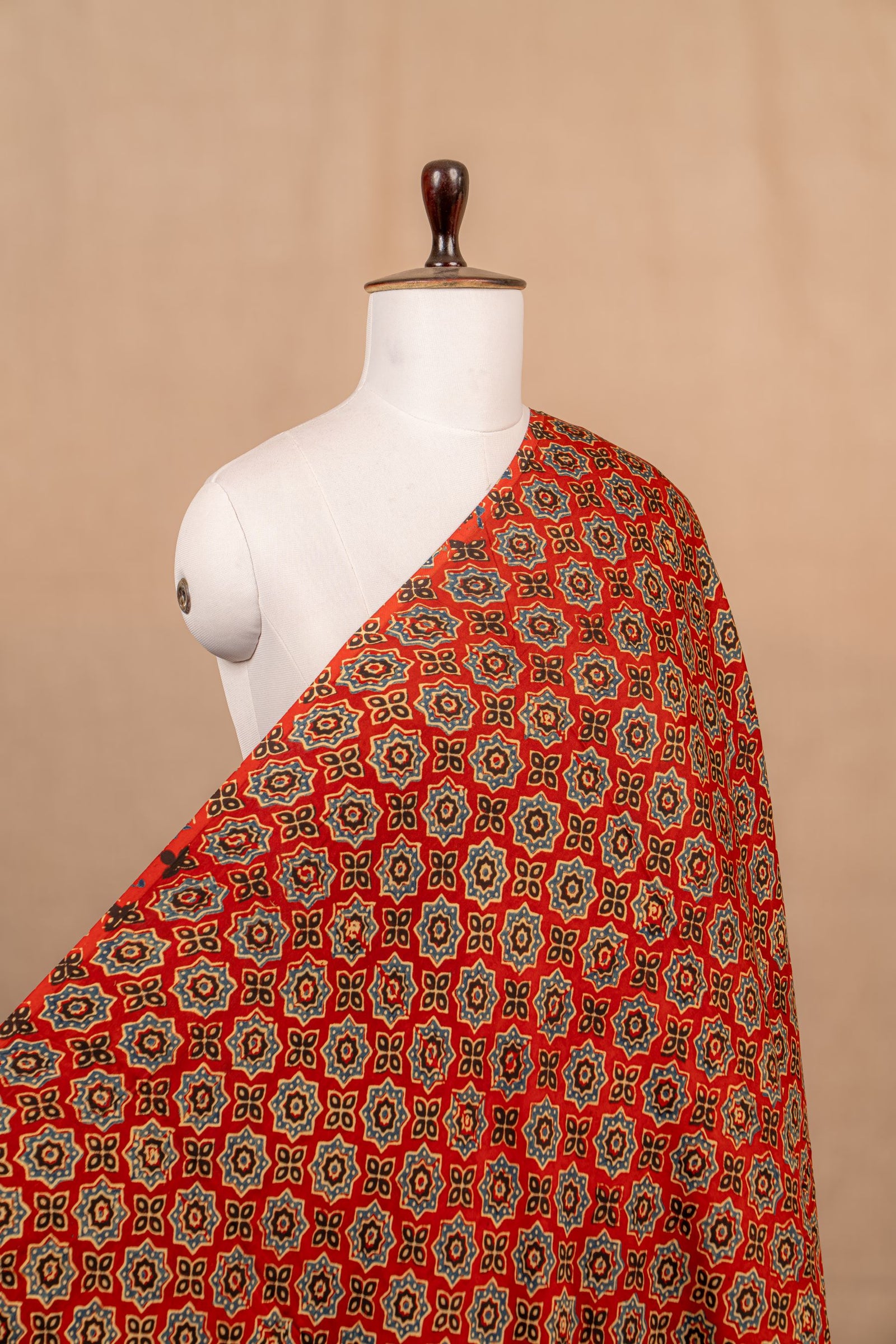 Red Ajrakh Modal Block Print