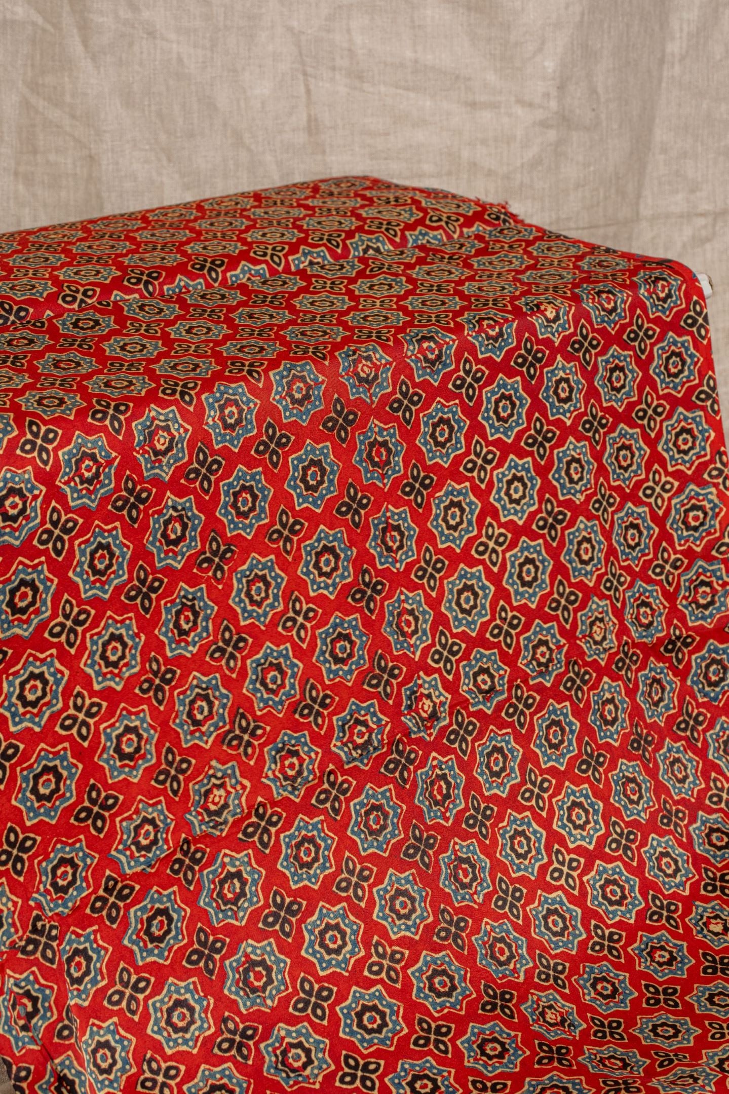 Red Ajrakh Modal Block Print