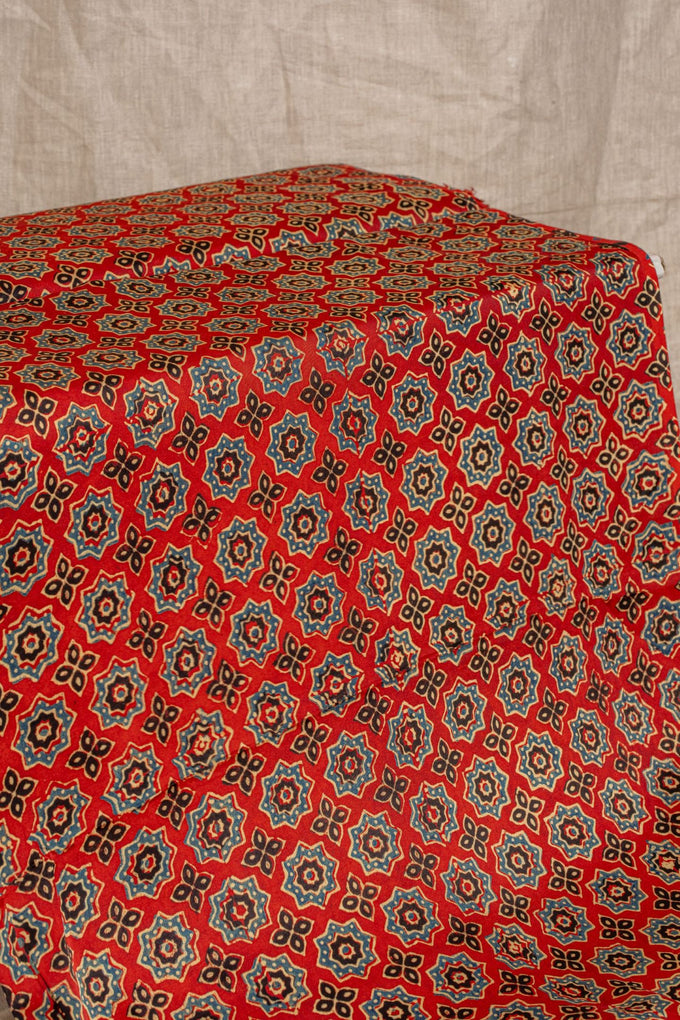 Red Ajrakh Modal Block Print
