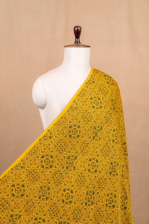 Yellow Ajrakh Modal Block Print