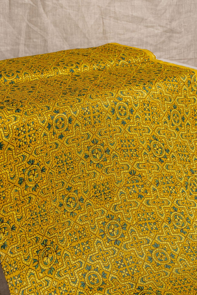 Yellow Ajrakh Modal Block Print