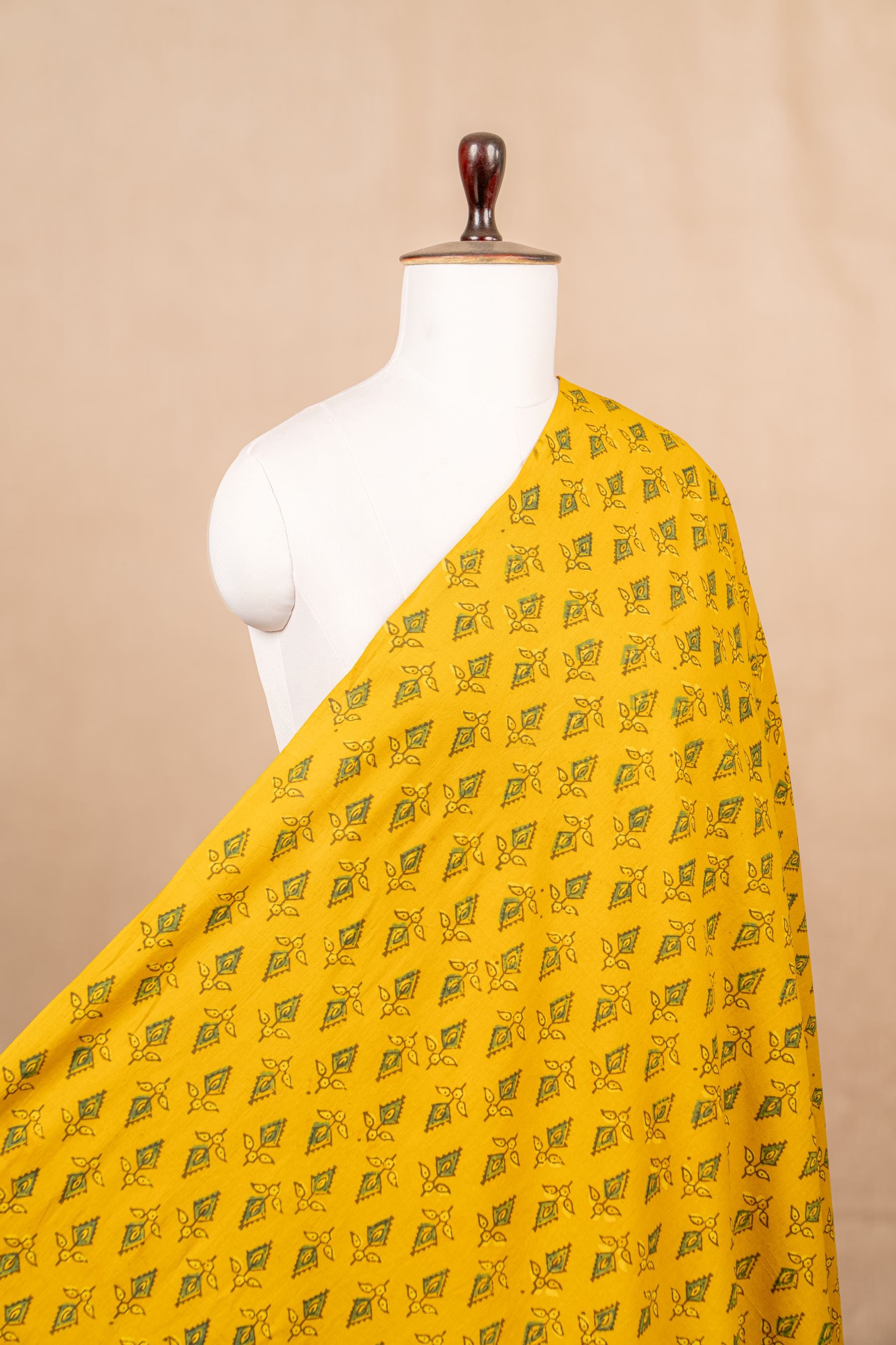 Yellow Ajrakh Cotton Block Print