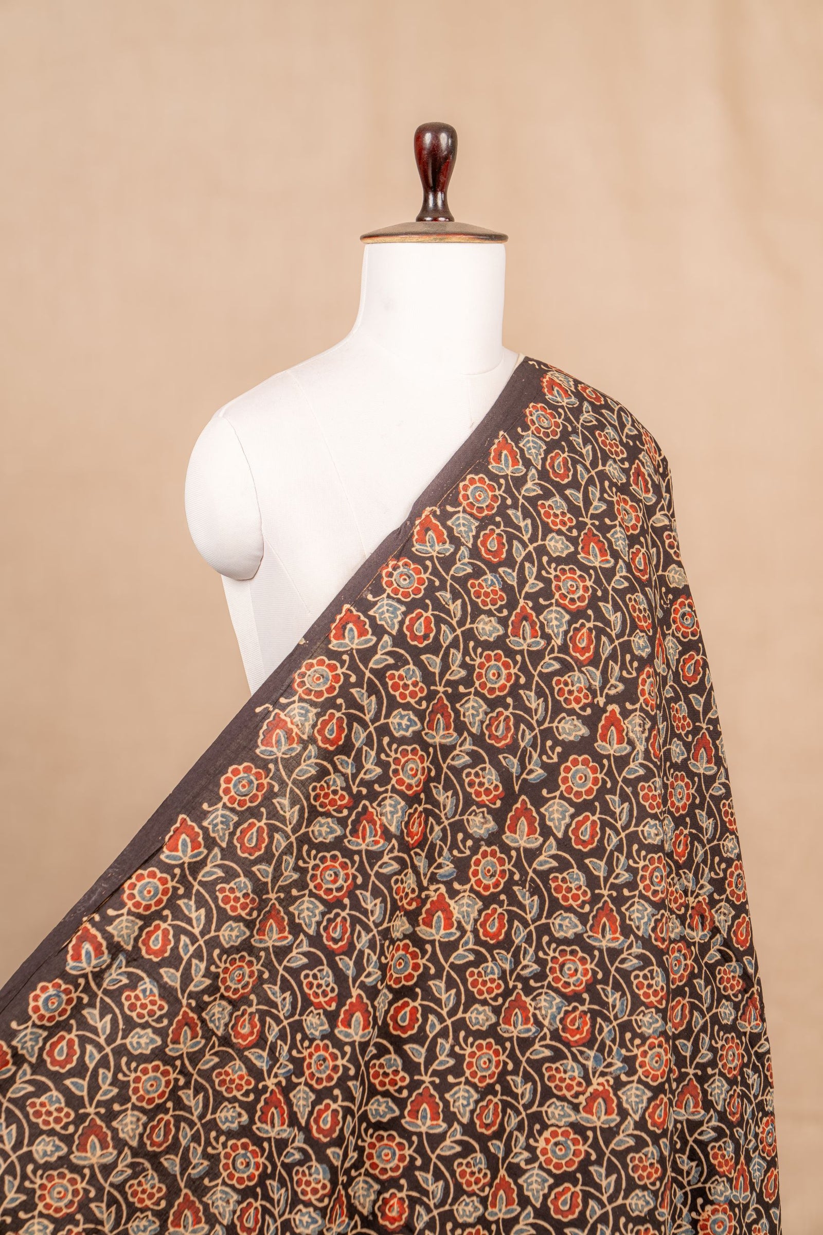 Black Ajarakh Cotton Block Print