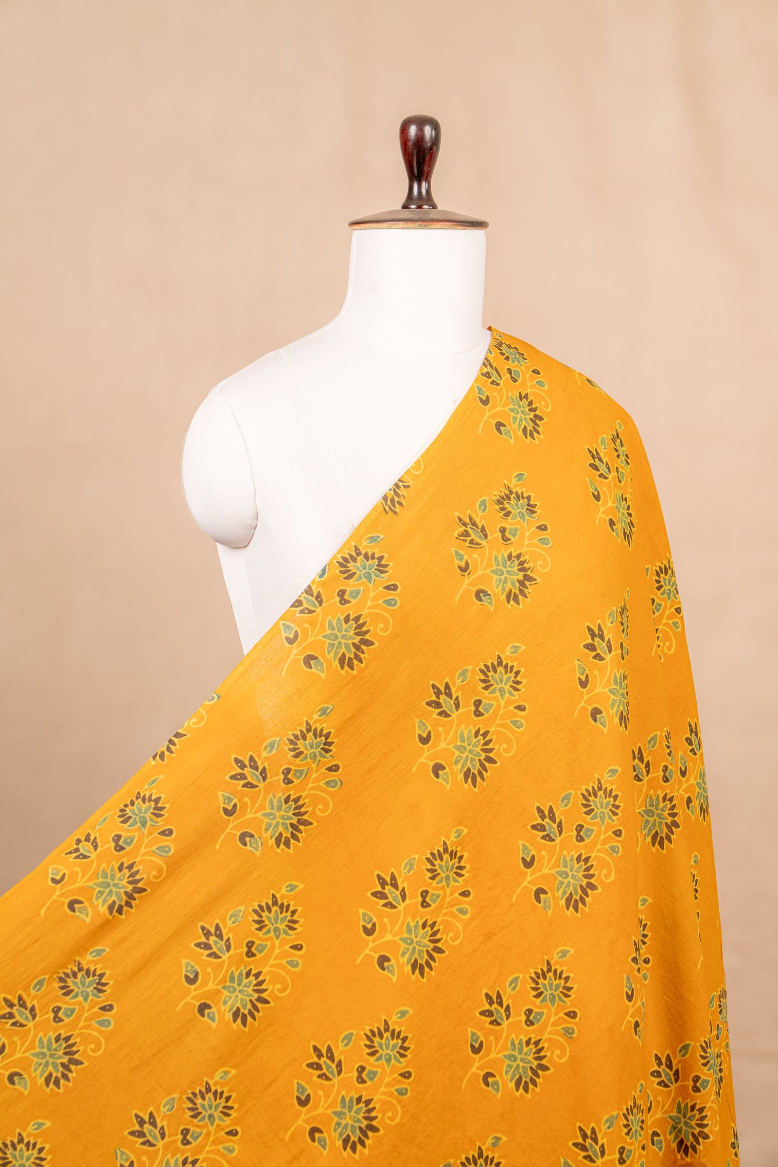 Yellow Ajrakh Cotton Block Print