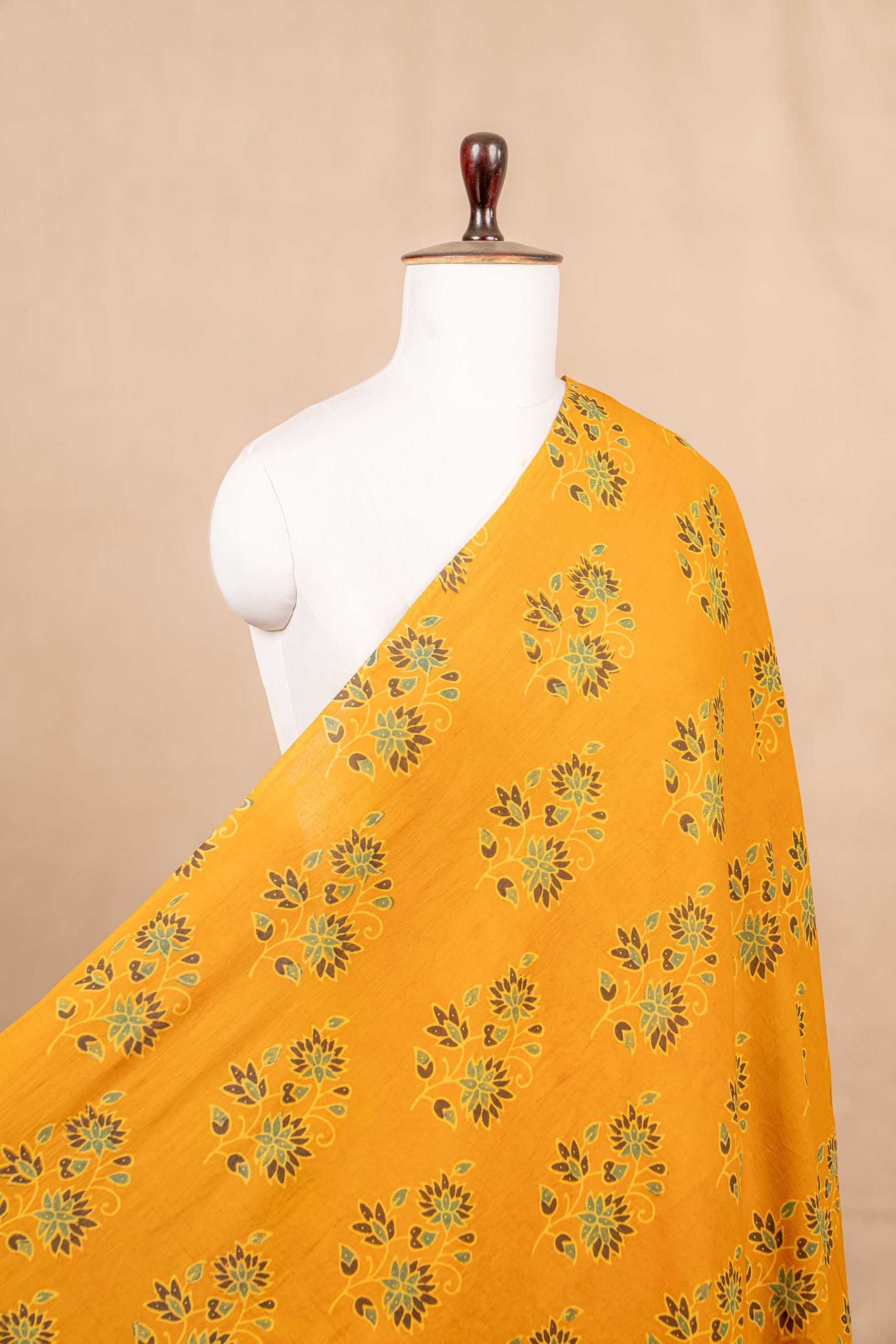 Yellow Ajrakh Cotton Block Print