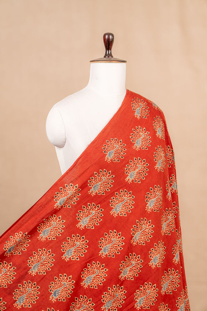 Red Ajarakh Cotton Block Print