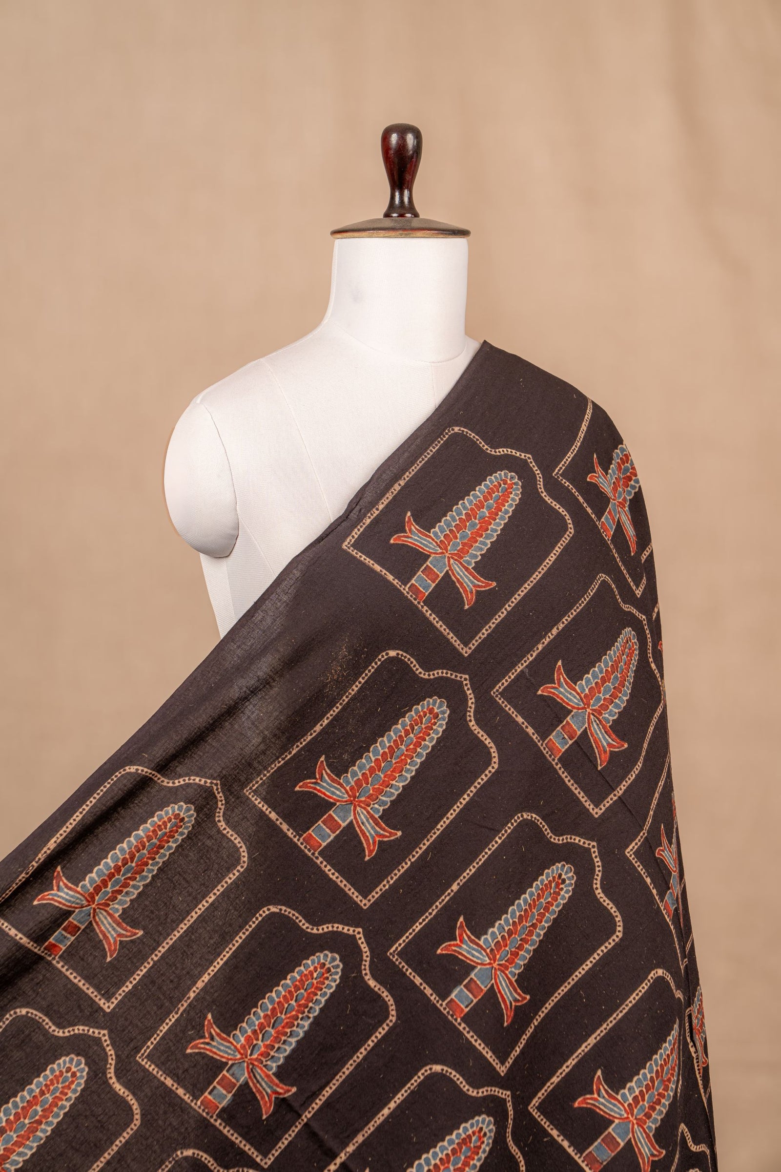 Black Ajarakh Cotton Block Print