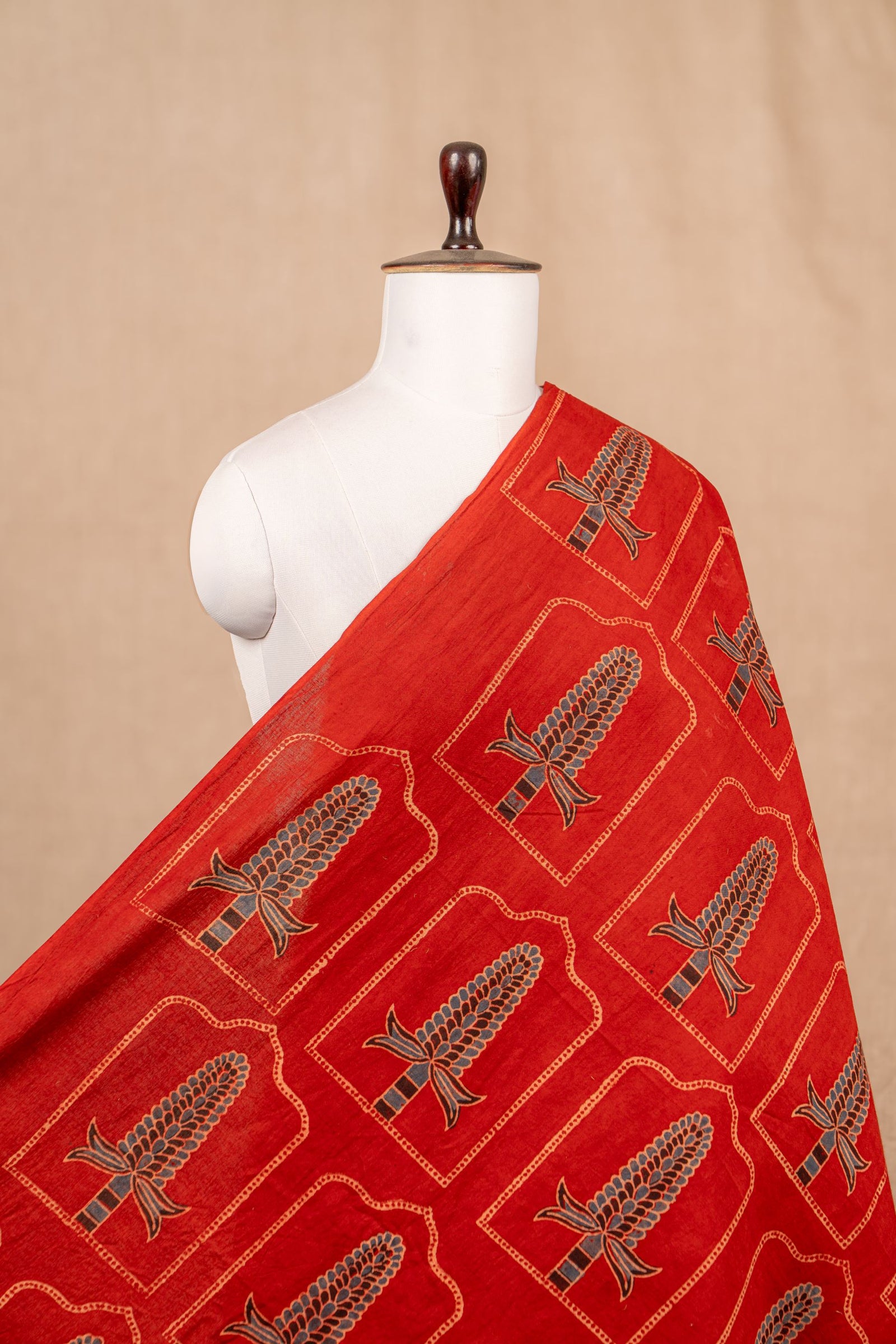 Red Ajrakh Cotton Block Print