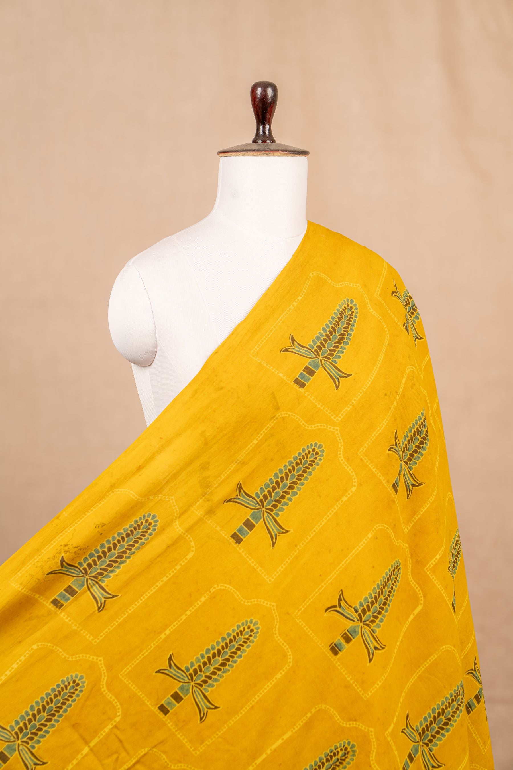 Yellow Ajrakh Cotton Block Print