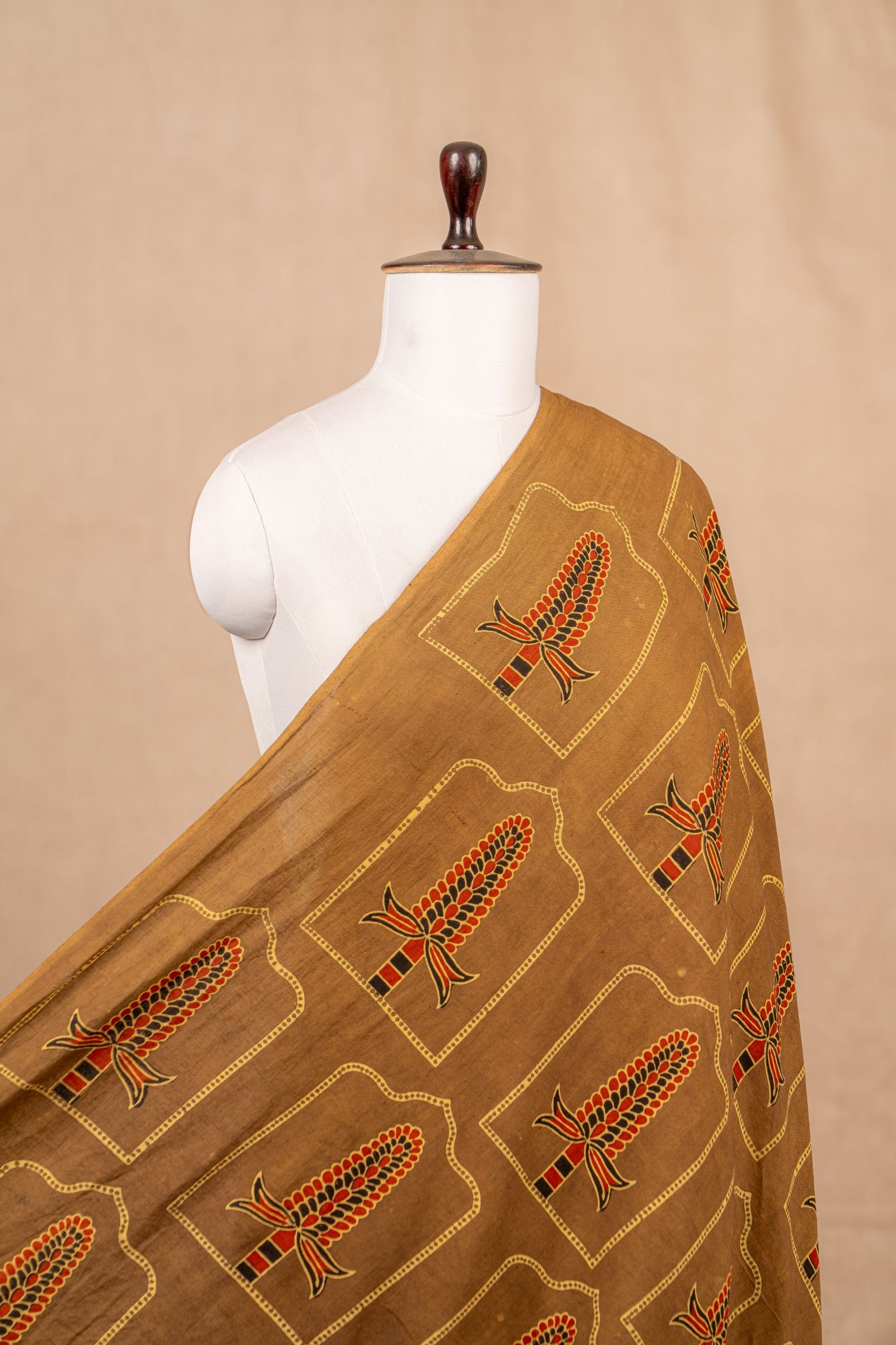 Khakhi Ajrakh Cotton Block Print