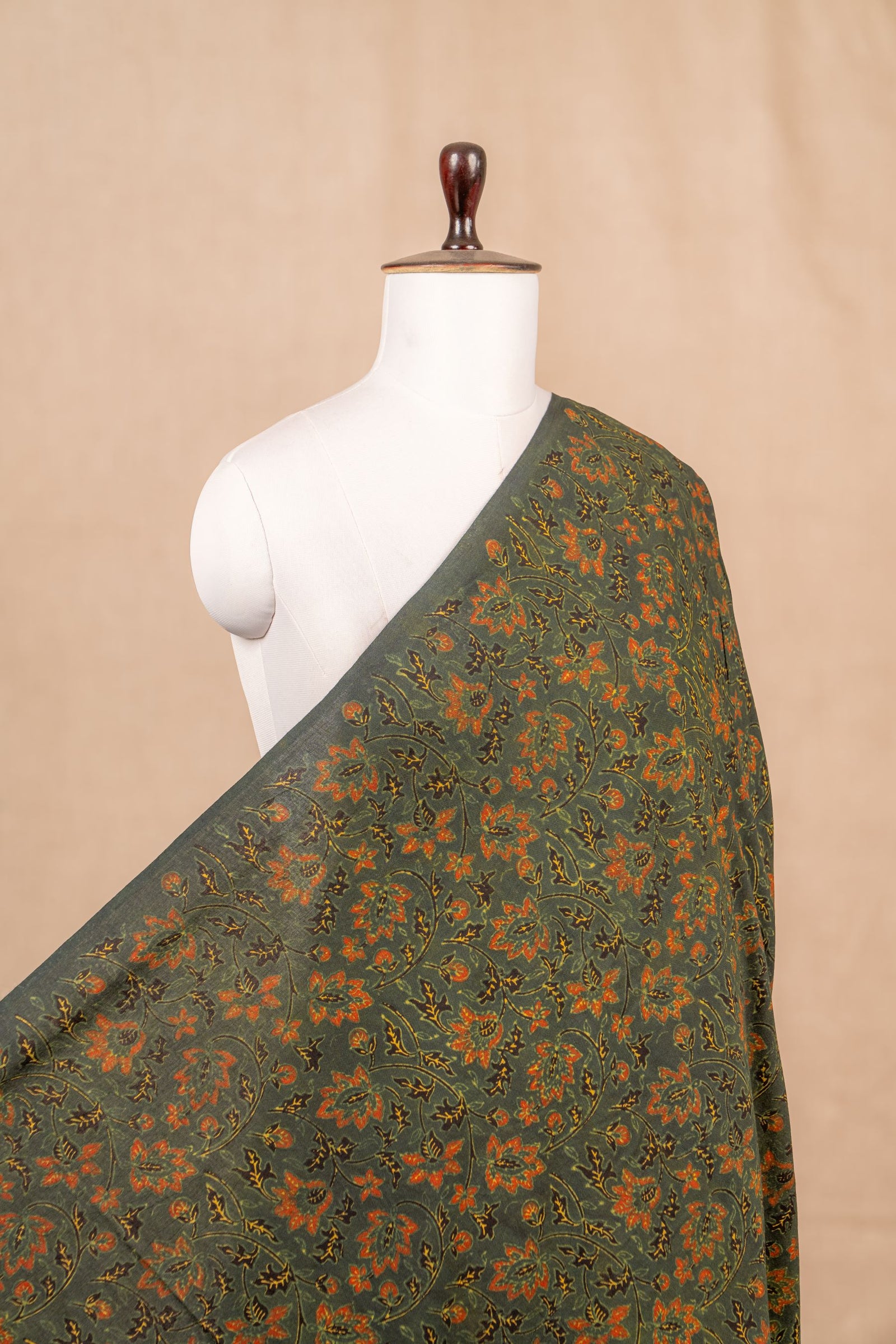 Green Ajarakh Cotton Block Print