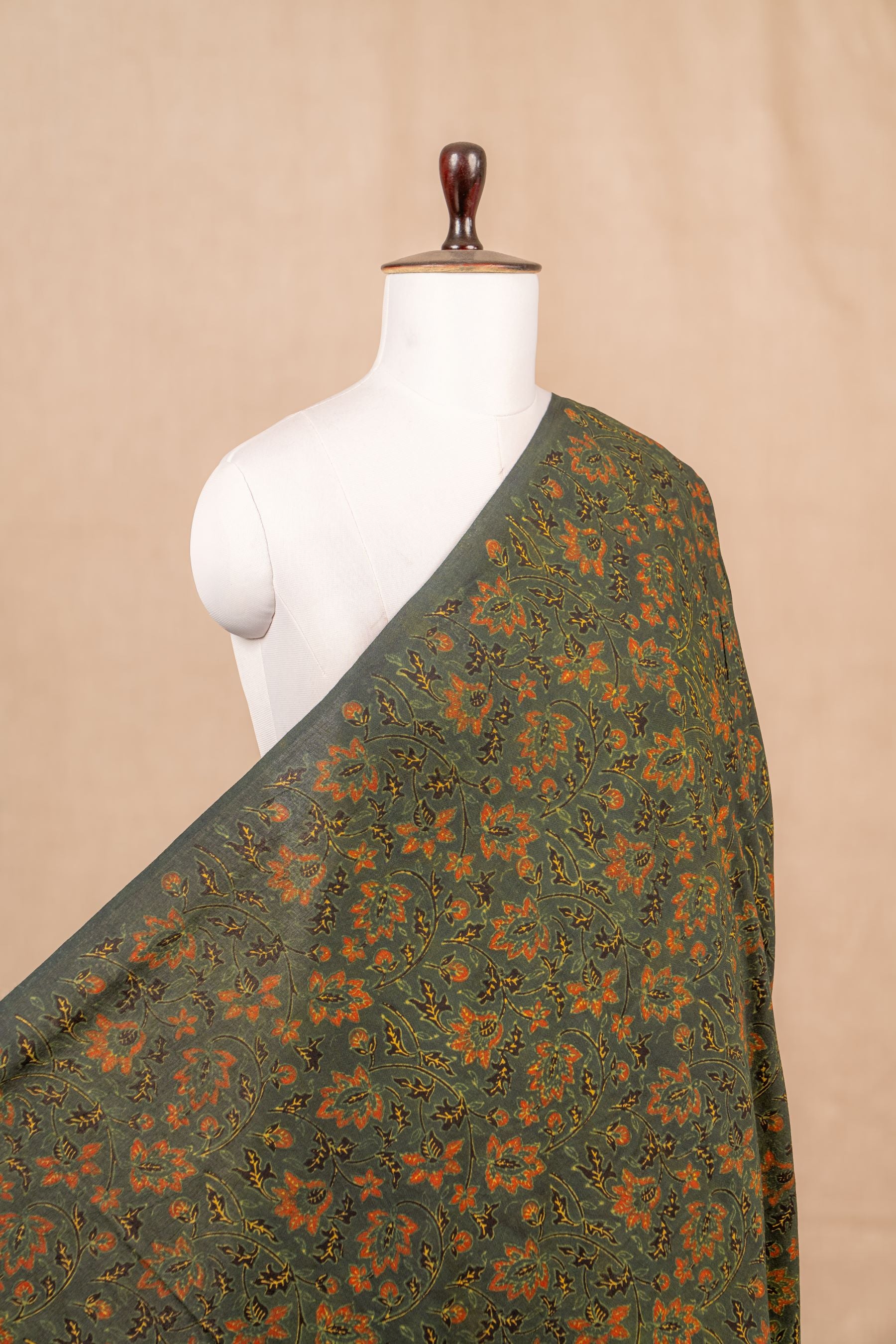 Green Ajrakh Cotton Block Print