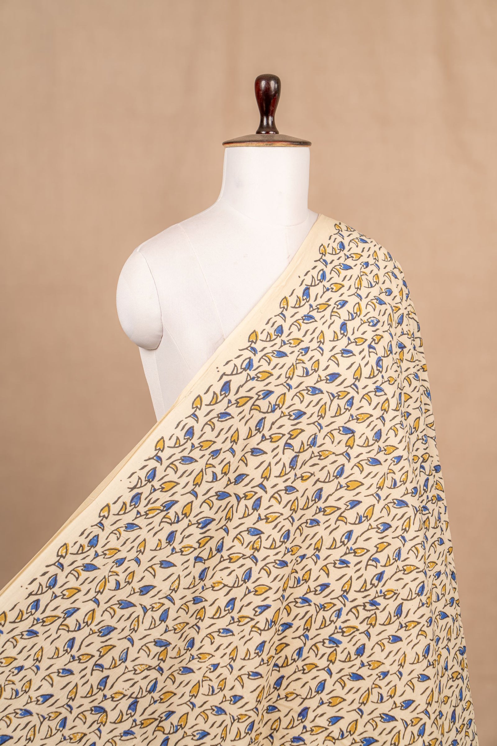 Off White Ajrakh  Cotton Block Print