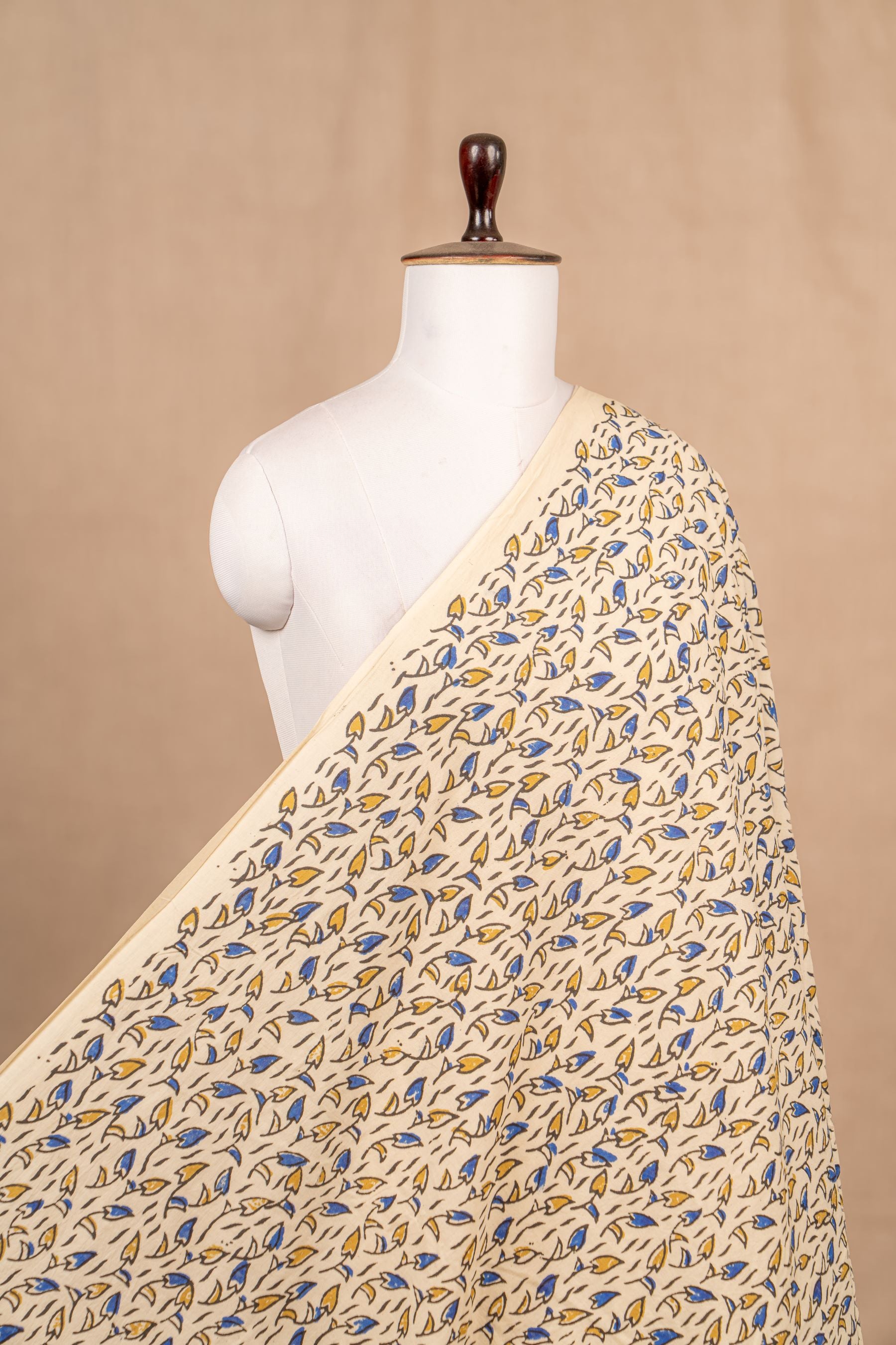 Off White Ajrakh Cotton Block Print