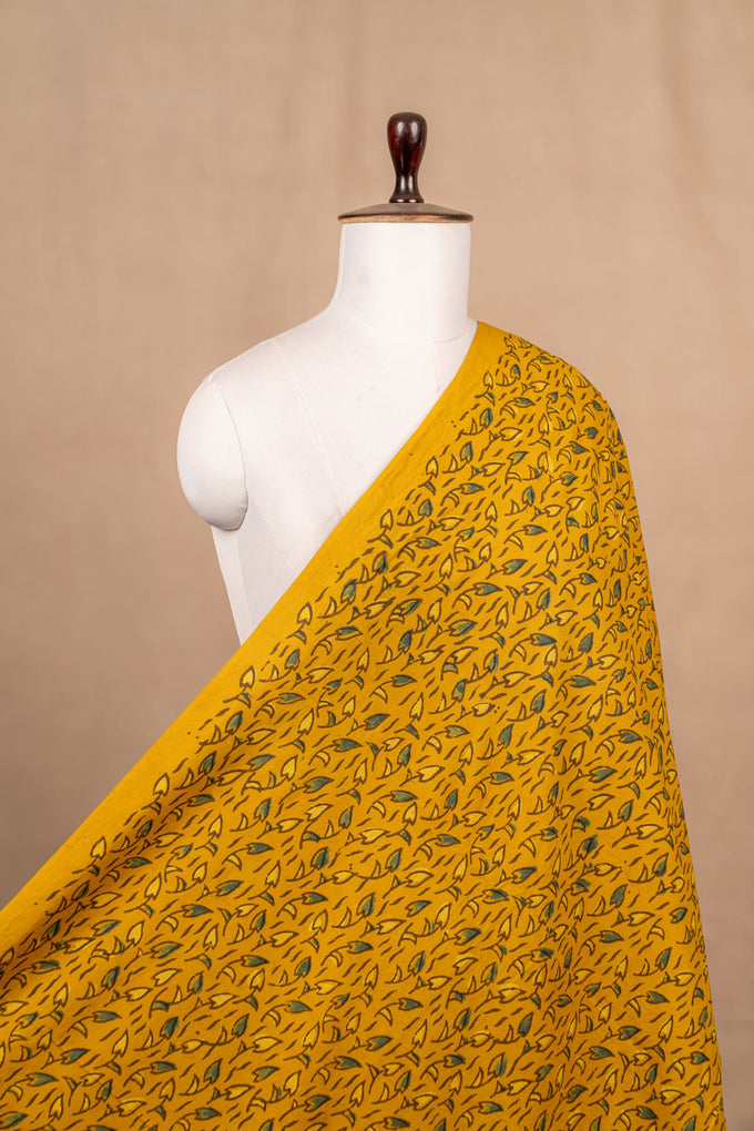 Yellow Ajrakh  Cotton Block Print